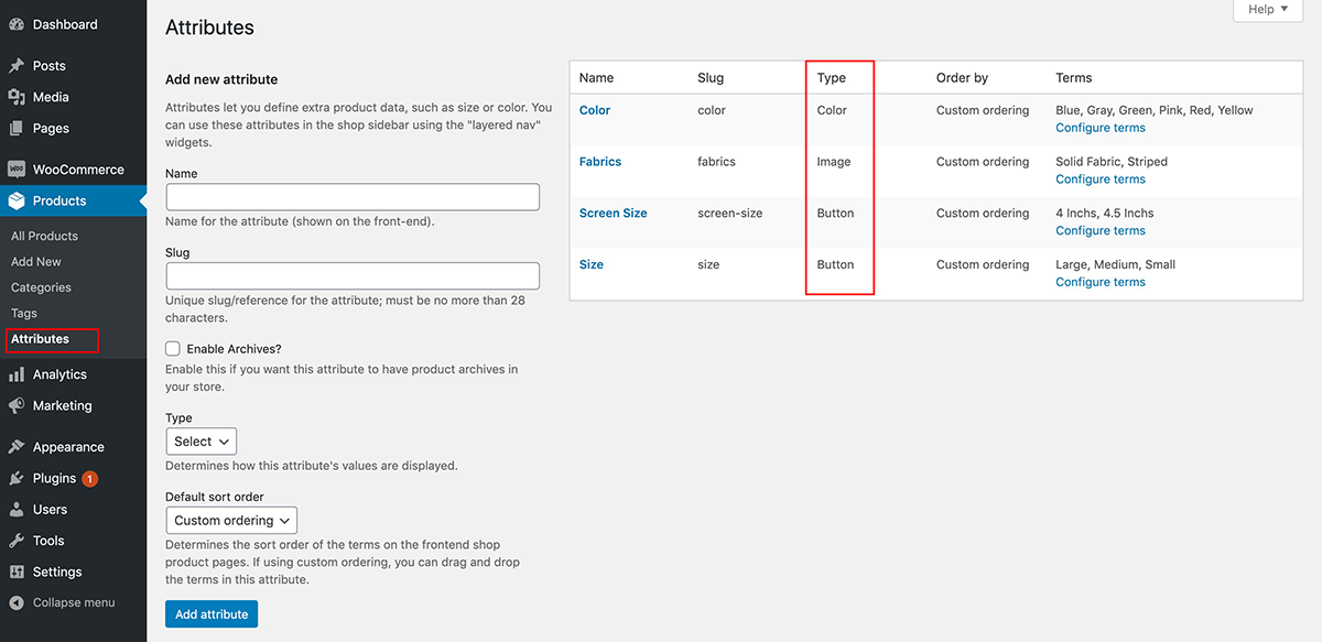 3woo attributes type